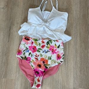 Women’s coral reef floral two piece swimsuit